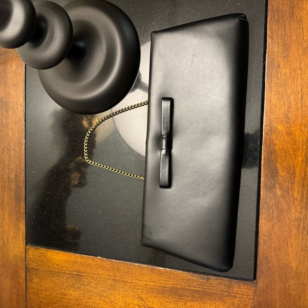 Black Leather Clutch Purse